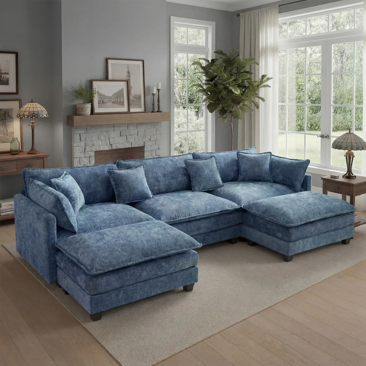 Modular Sectional Sofa with Ottoman