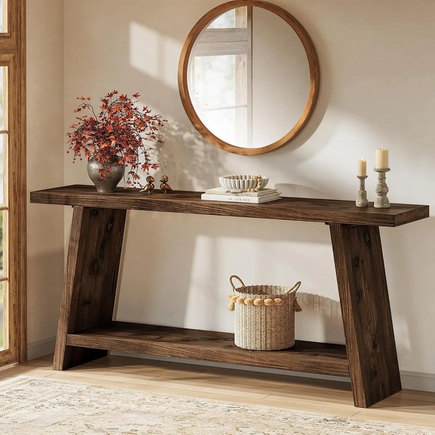 Farmhouse Solid Wood Console Table