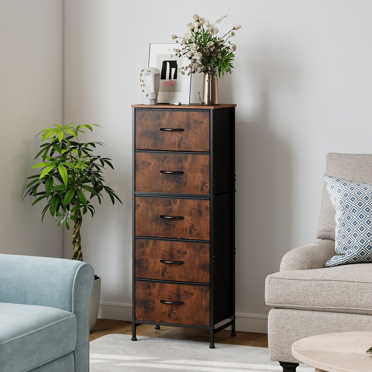 48" 5-Drawer Fabric Dresser — Extra Storage, Warm Home