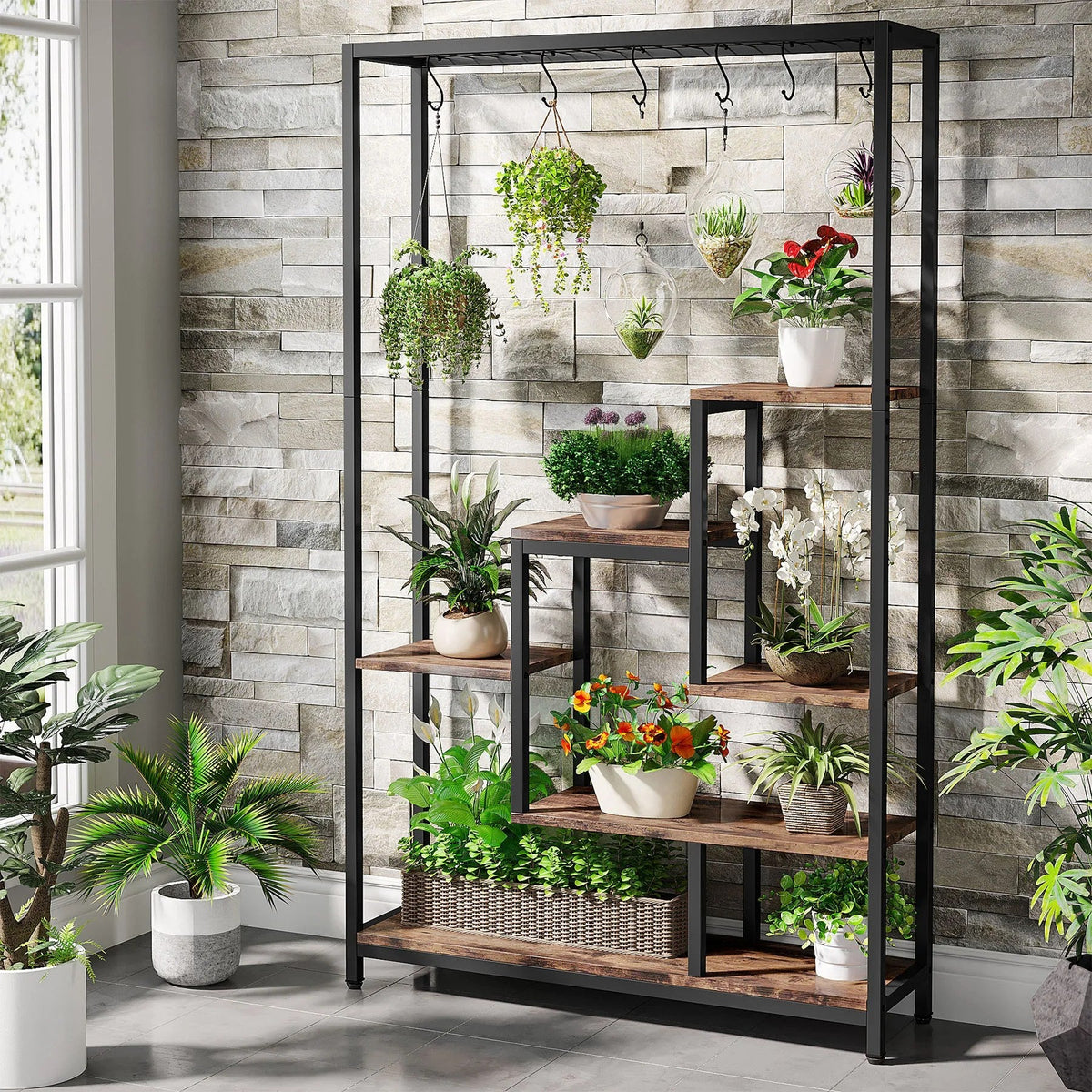 Grand 5-Tier Indoor Plant Stand — 70" Tall, Fits 10 Plants