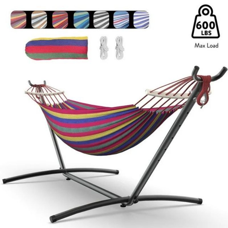 Adjustable Hammock Bed with Stand — 600 lb, Storage Bag Included