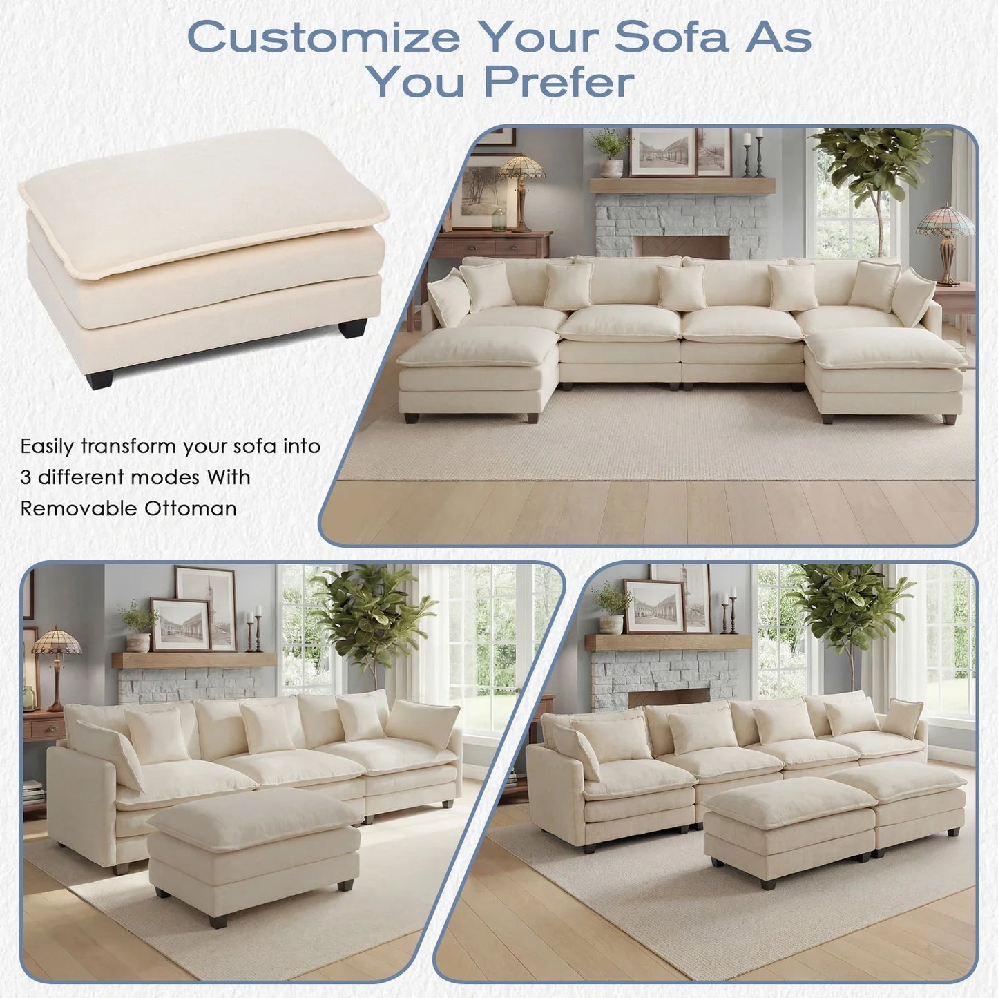 Modular Sectional Sofa with Ottoman