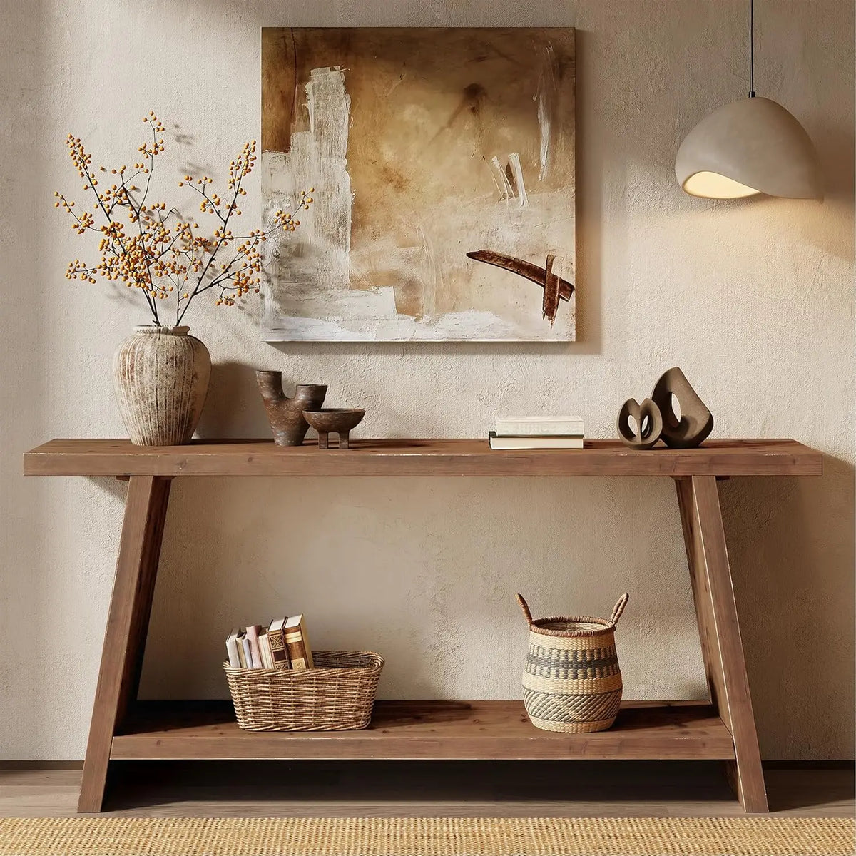 Farmhouse Solid Wood Console Table