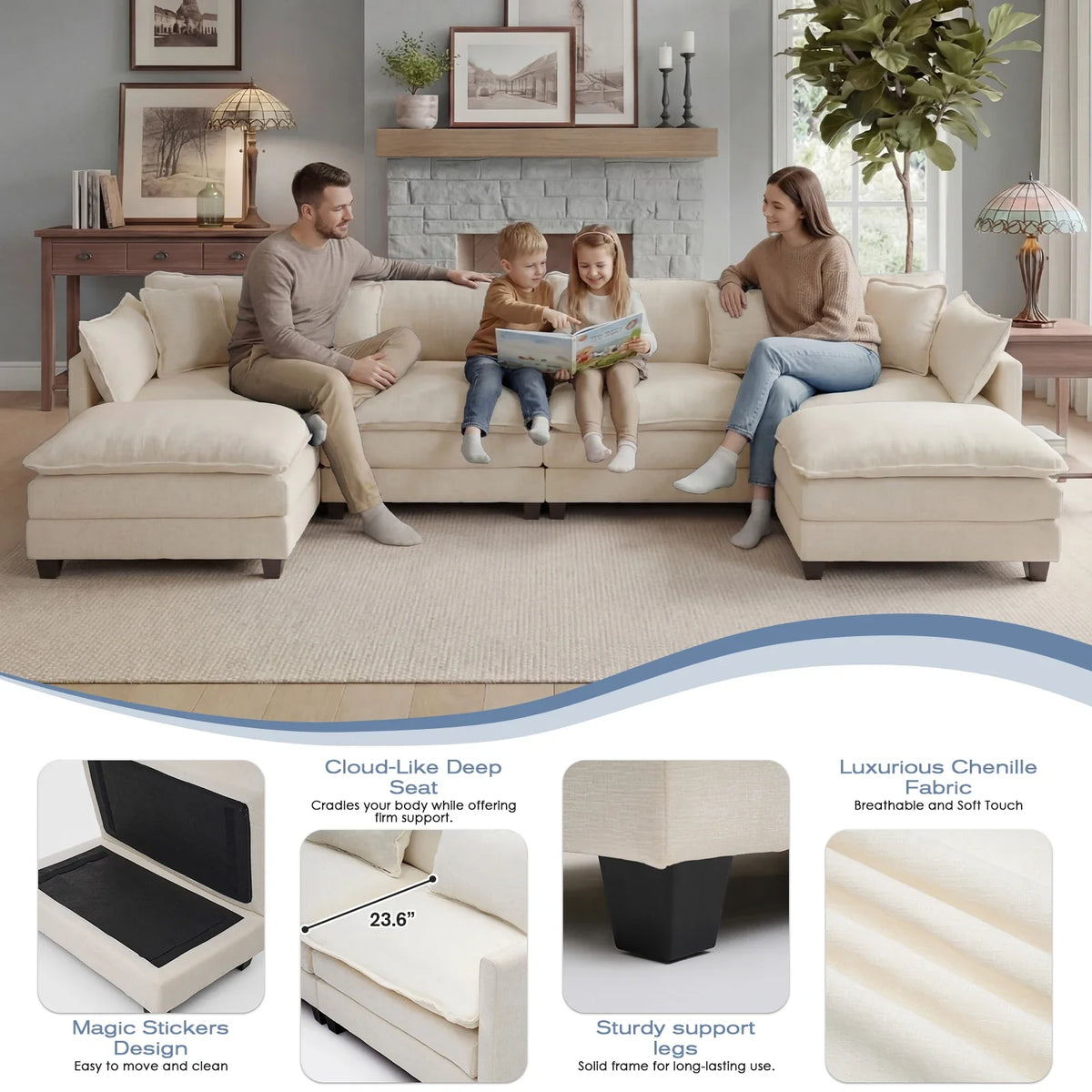 Modular Sectional Sofa with Ottoman