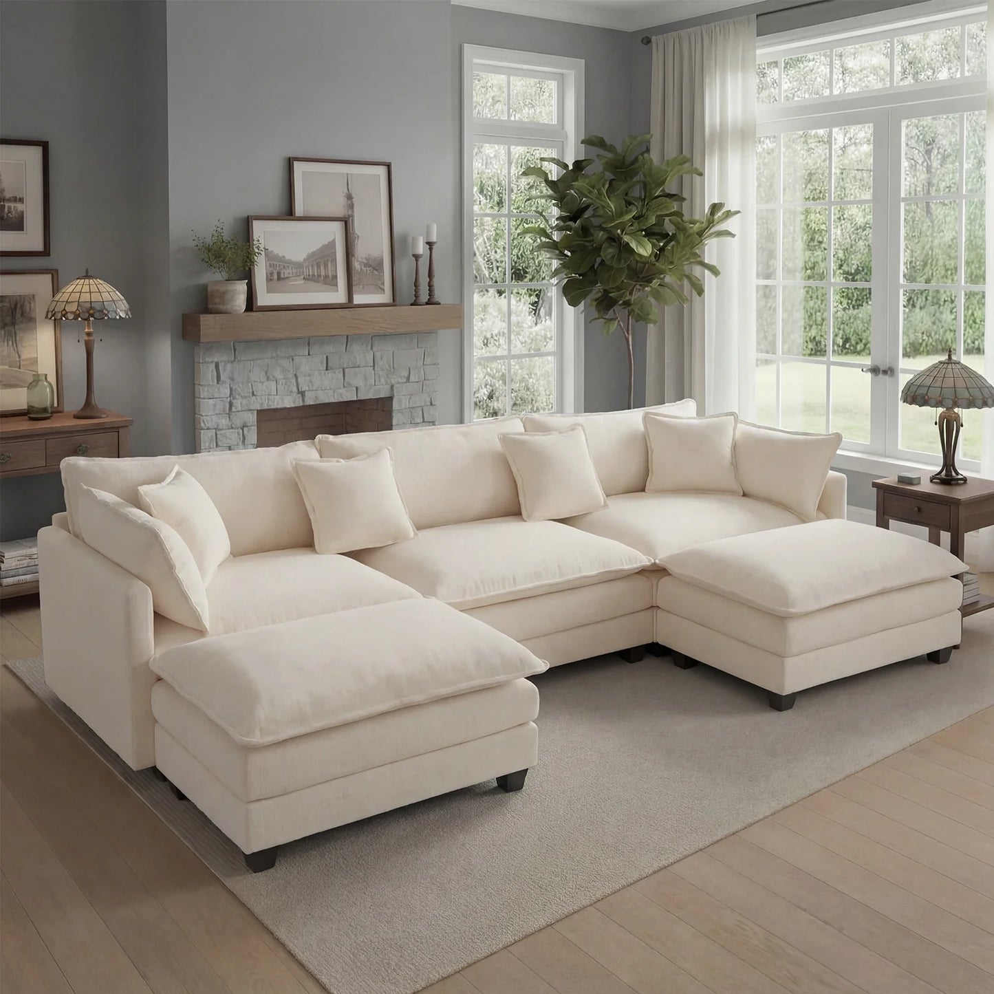 Modular Sectional Sofa with Ottoman