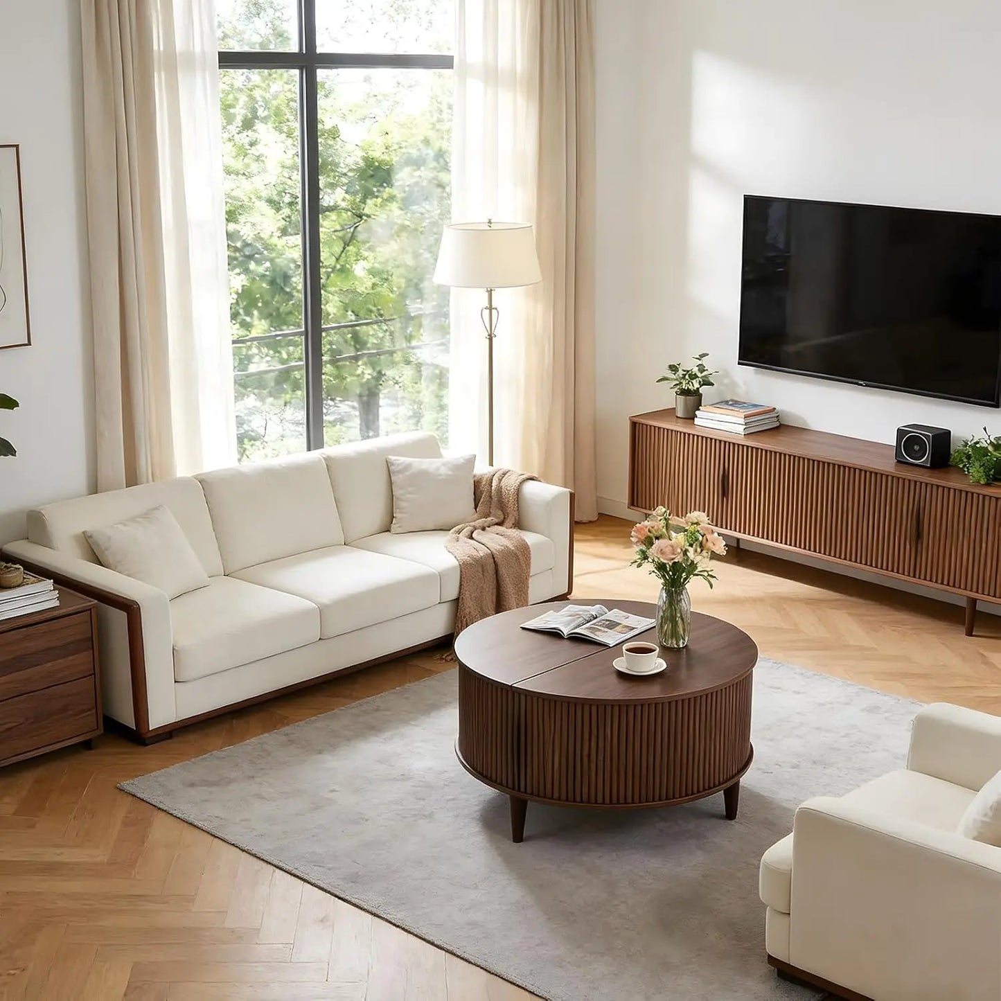 Round Coffee Table with Storage
