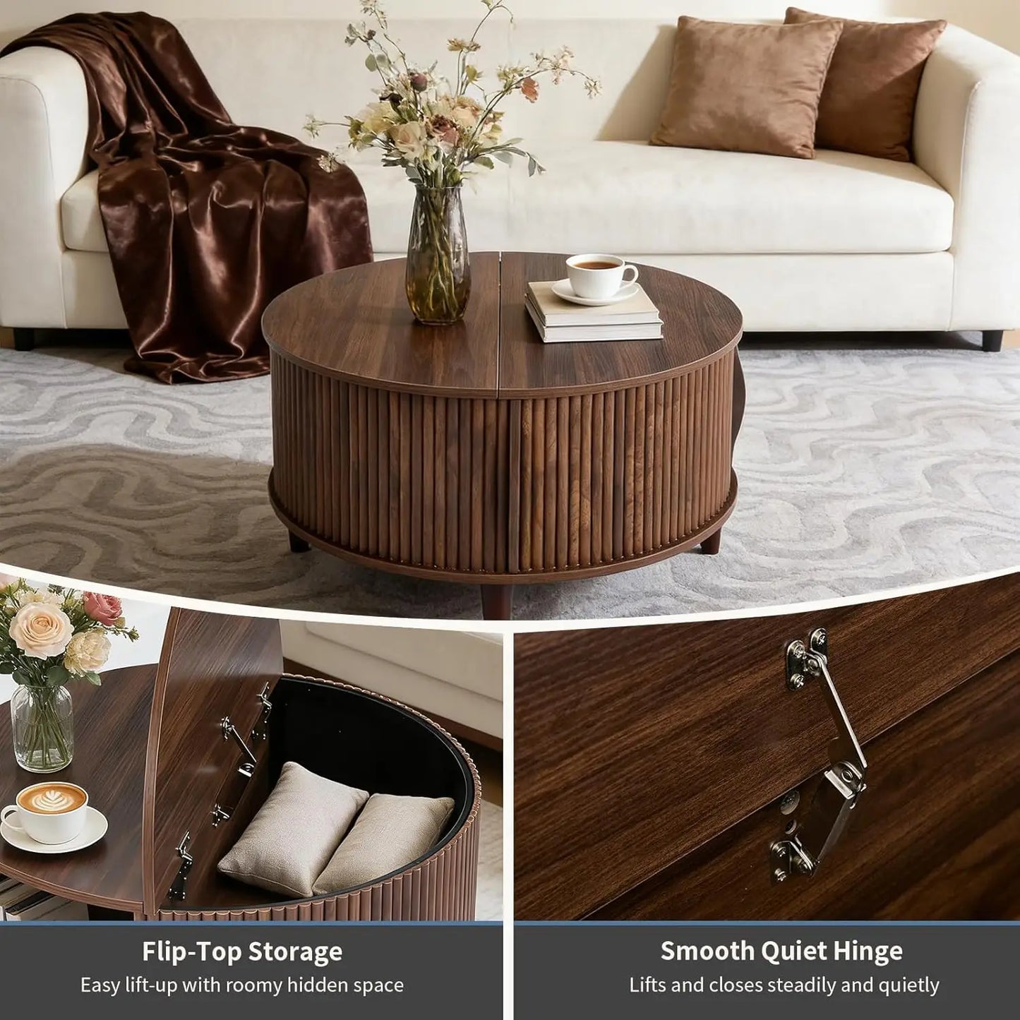 Round Coffee Table with Storage
