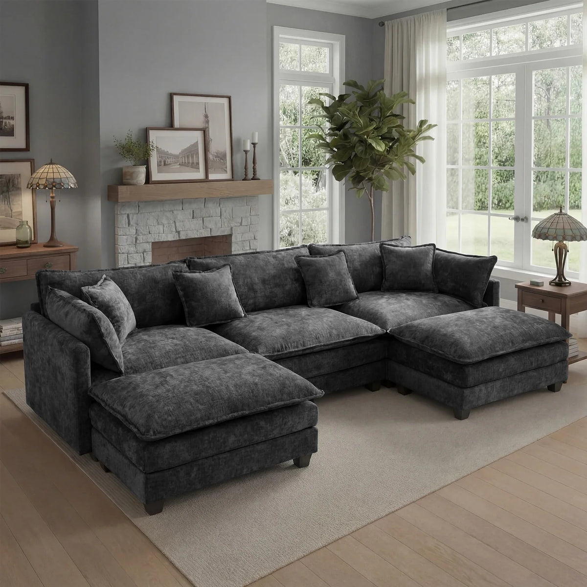 Modular Sectional Sofa with Ottoman