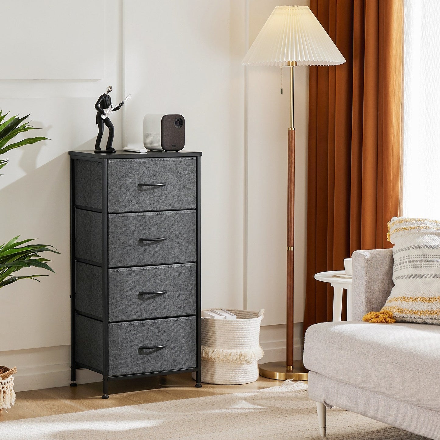 Warm-Home 4-Drawer Fabric Dresser — Steel Frame Wardrobe