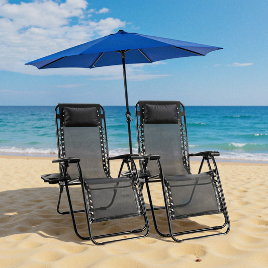 Zero-Gravity Patio Lounger — Cup Holder & Tray, Cozy Base
