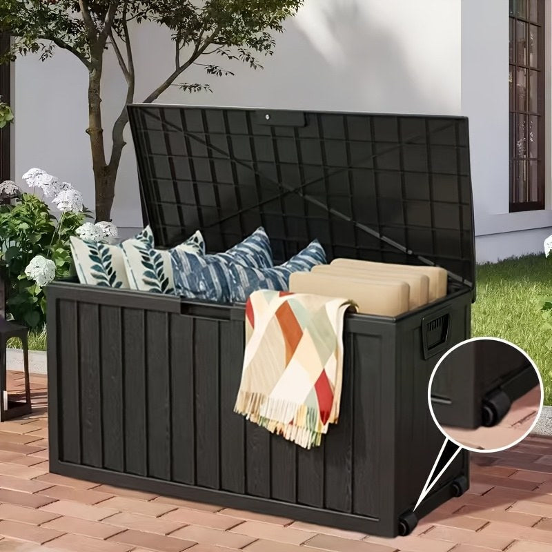 35-Gallon Outdoor Storage Deck Box — Lockable Weatherproof